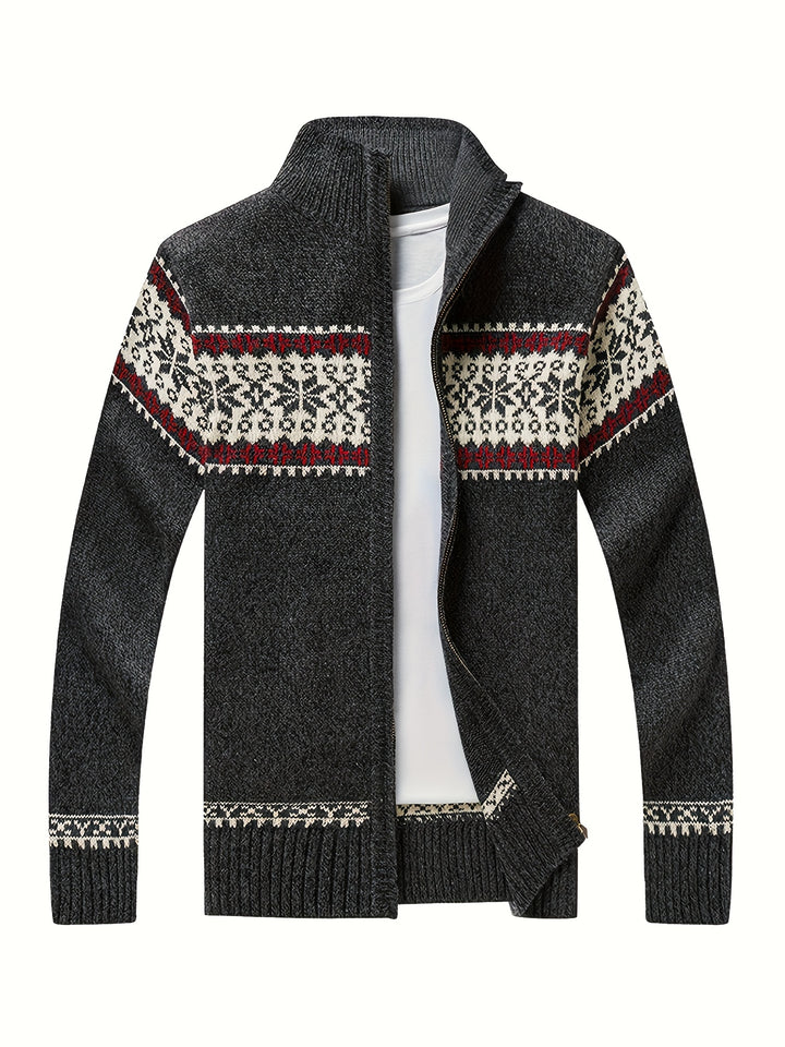 Gregory | Snowflake-Knit Zip Cardigan
