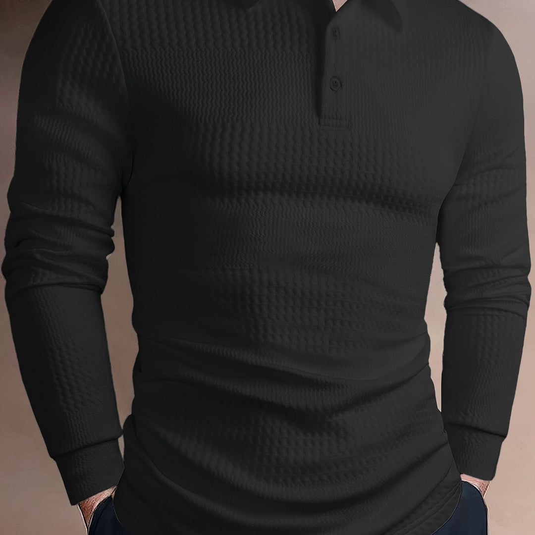 Weston | Textured Long Sleeve Polo Shirt