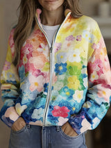 Marlowe | Watercolor Bloom Zip Cardigan
