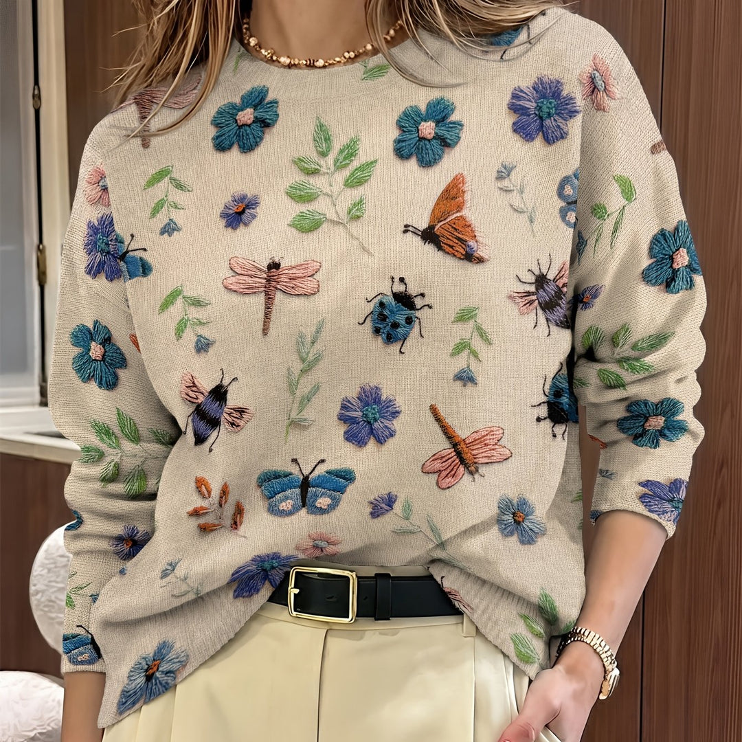 Coraline | Botanical Embroidered Sweater