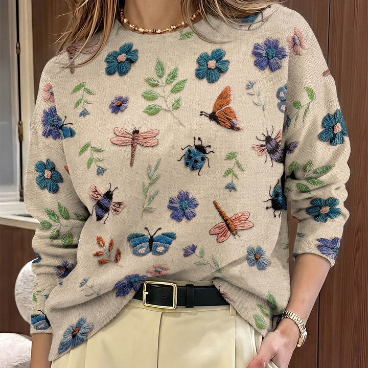 Coraline | Botanical Embroidered Sweater