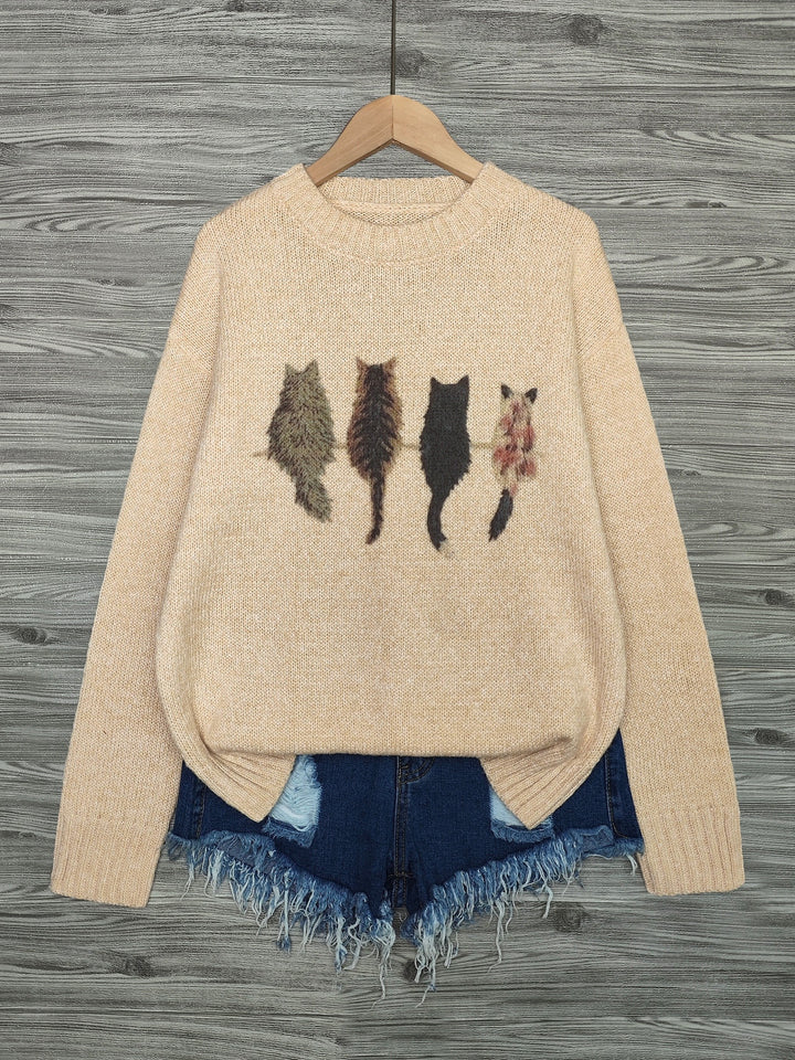 Lydia | Cozy Cat-Print Sweater