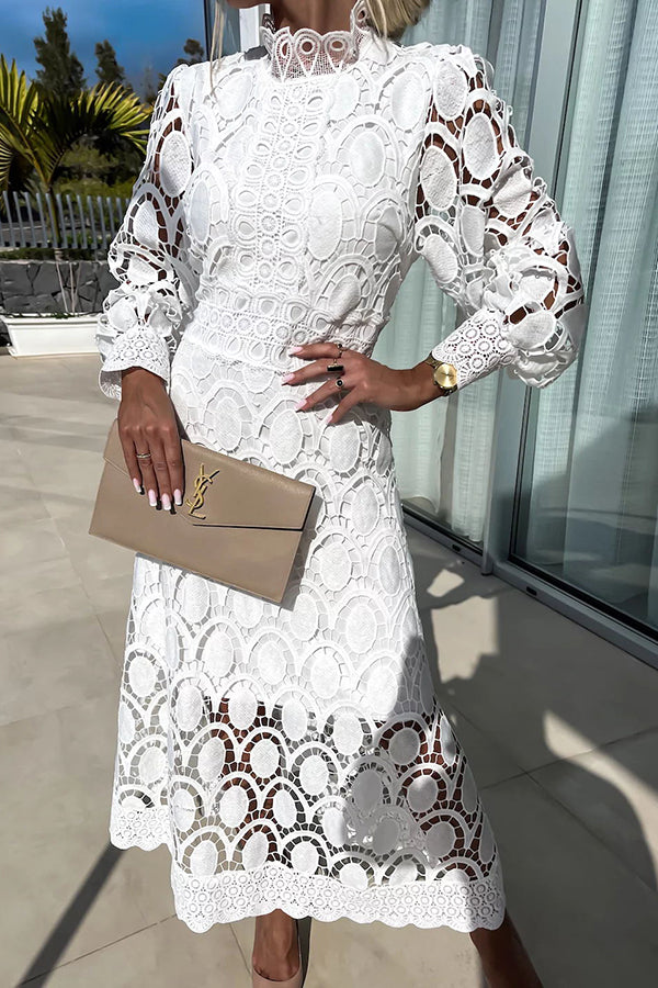 Vera | Elegant High-Neck Midi Dress