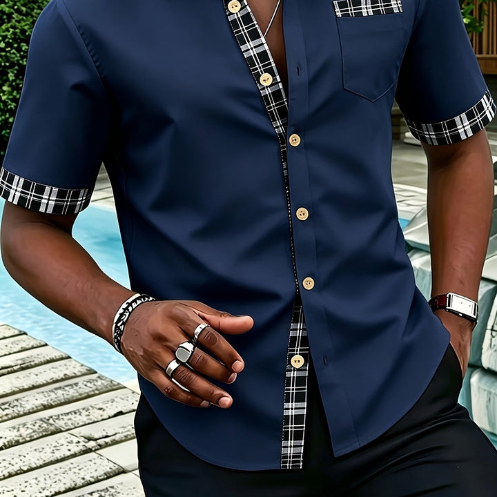 Fletcher | Men's Plaid Trim Short Sleeve Shirt
