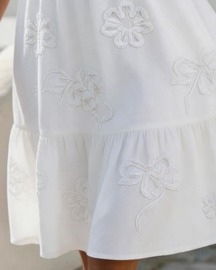 Grace | Embroidered Ruffle Midi Dress