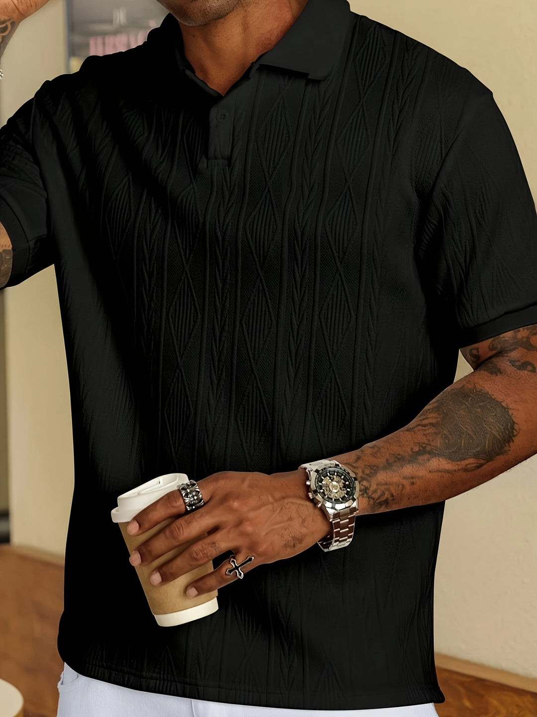 Liam | Men's Textured Knit Short Sleeve Polo
