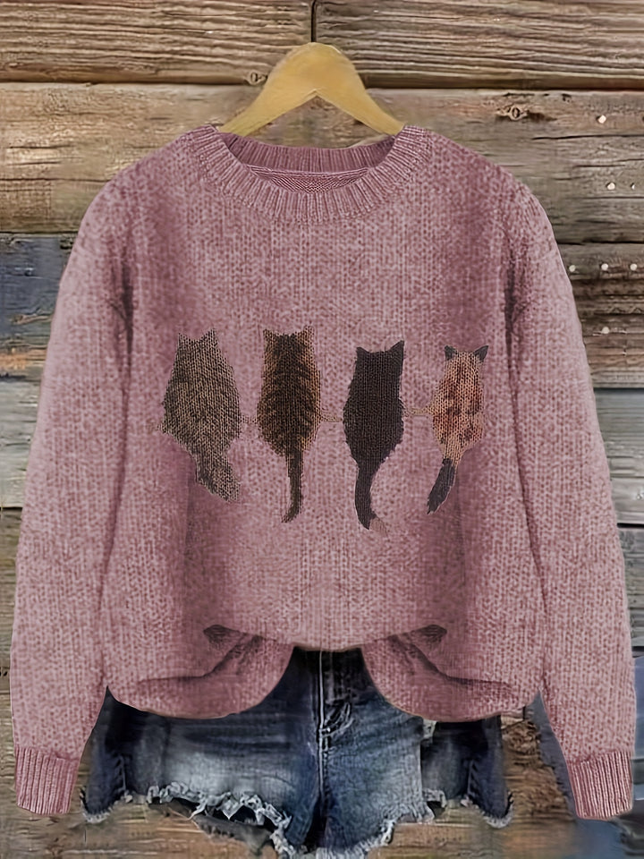 Lydia | Cozy Cat-Print Sweater