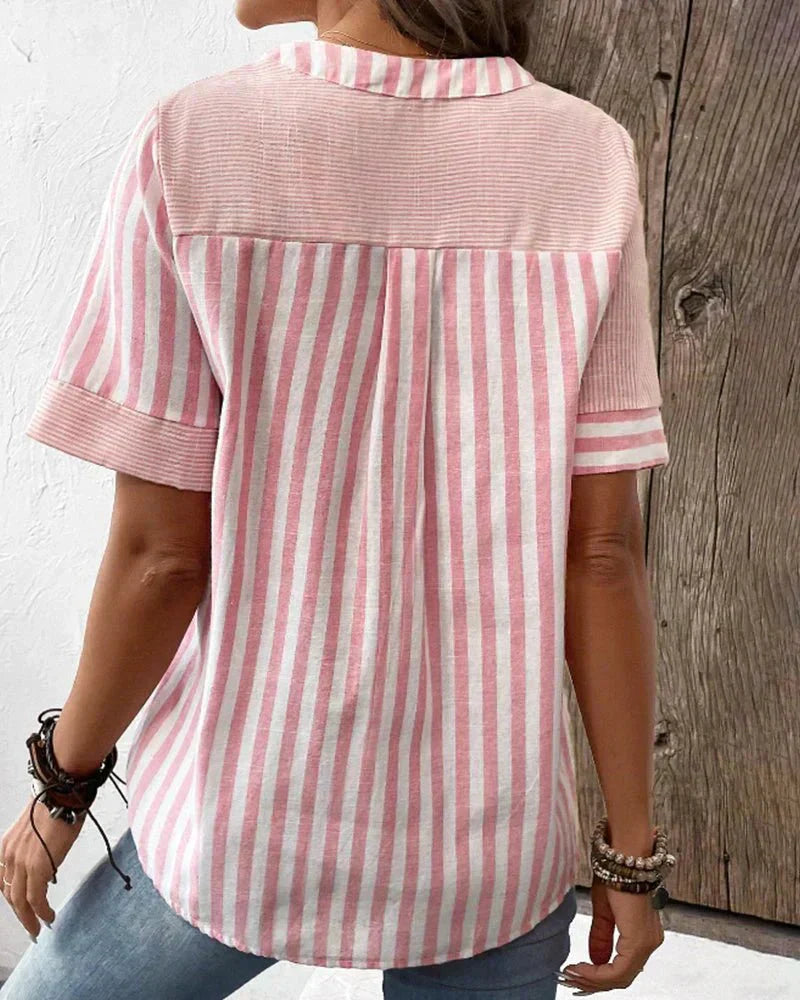 Annabel | Striped Short-Sleeve Blouse
