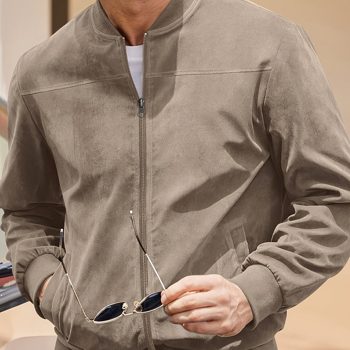 Flint | Men's Zip-Up Bomber Jacket with Stand Collar