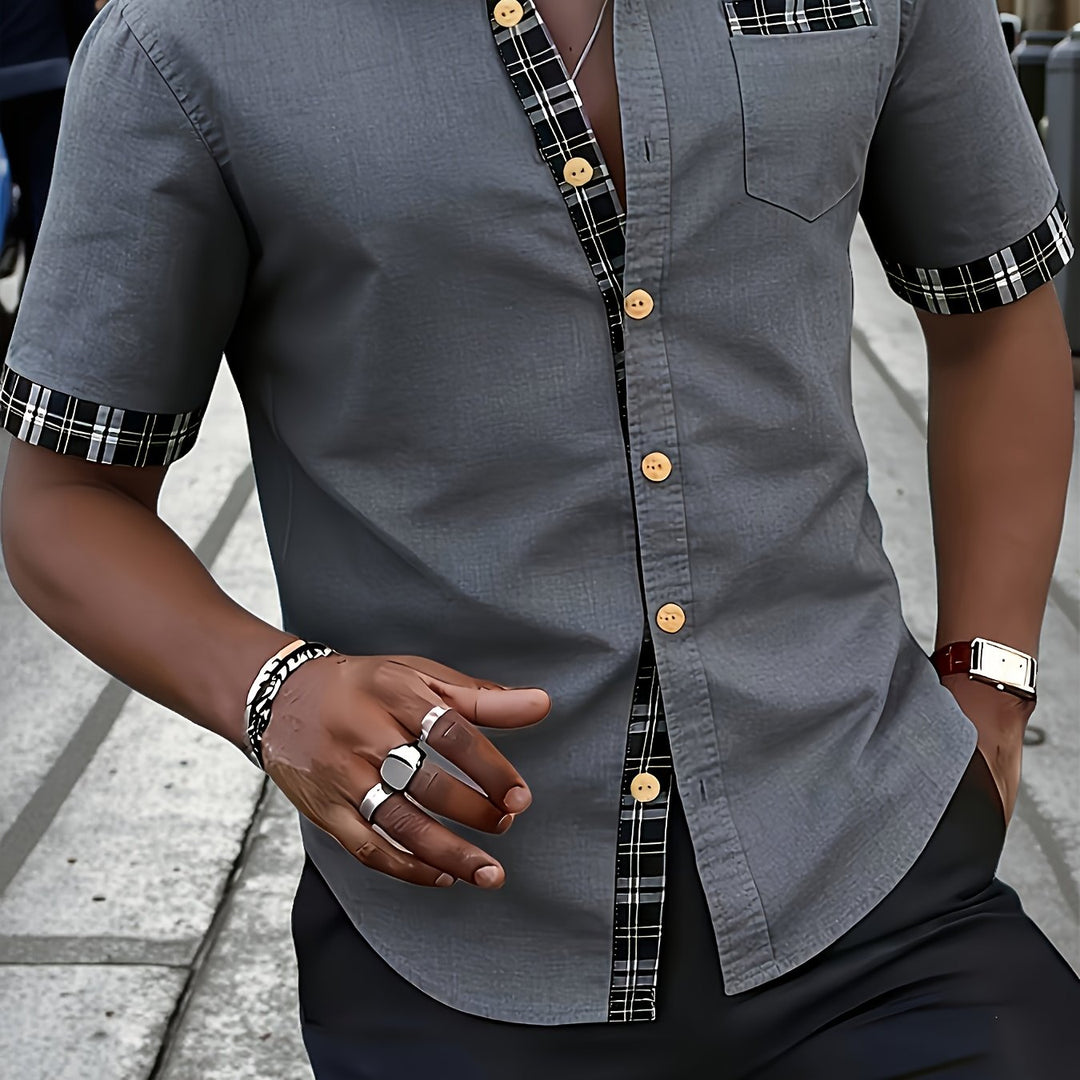 Fletcher | Men's Plaid Trim Short Sleeve Shirt