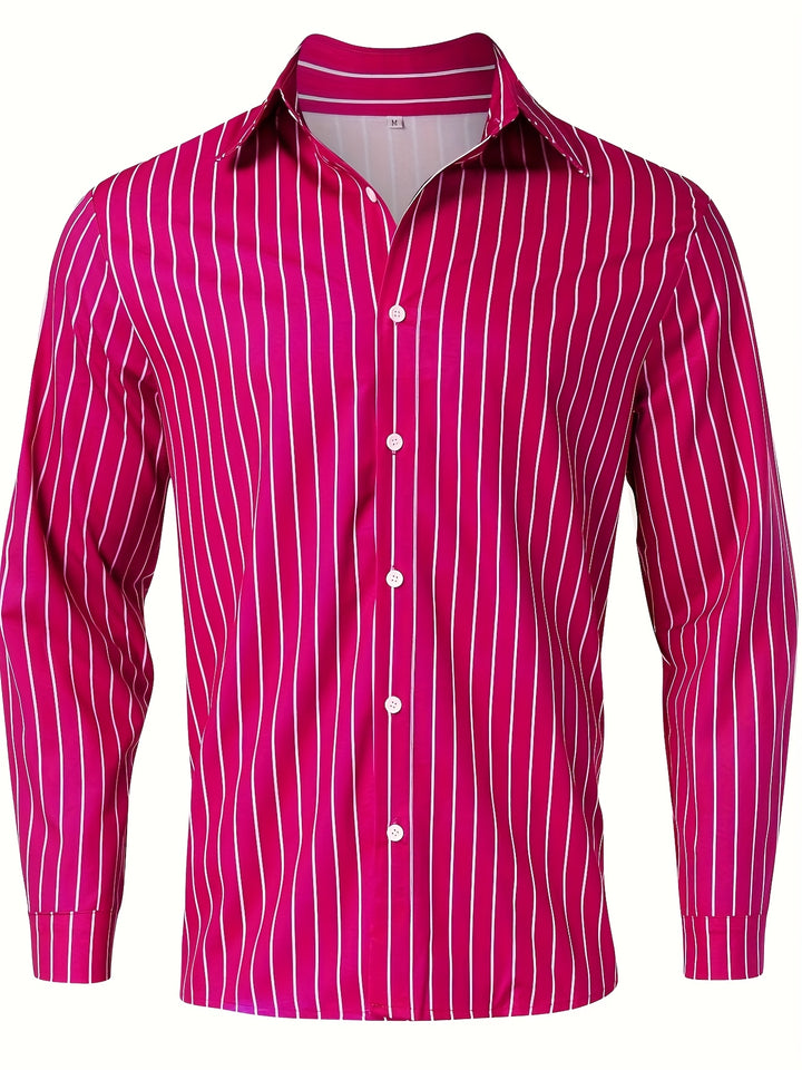 Rocco | Men's Slim Fit Pinstripe Long Sleeve Shirt