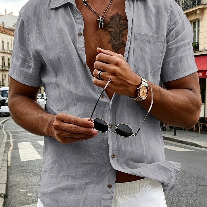 Callum | Men's Linen Short Sleeve Henley Shirt