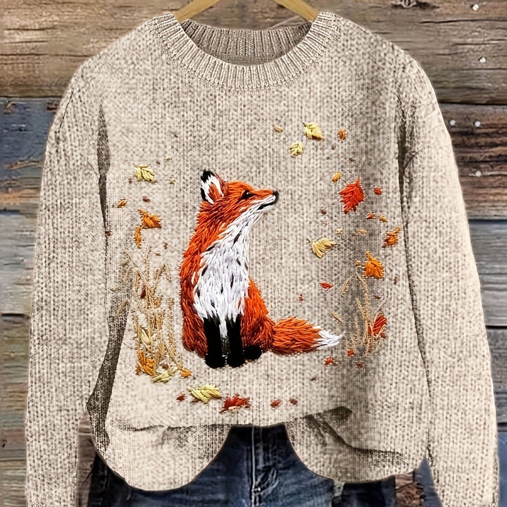 Willa | Woodland Fox Crewneck Sweater