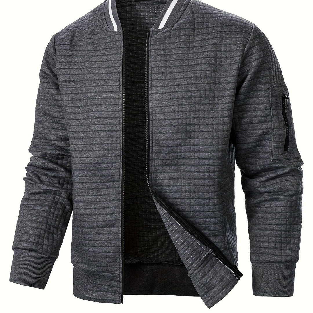 Marcus | Textured Stand-Collar Bomber Jacket