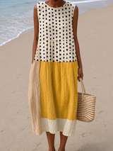 Verona | Colorblock Polka Dot Midi Dress