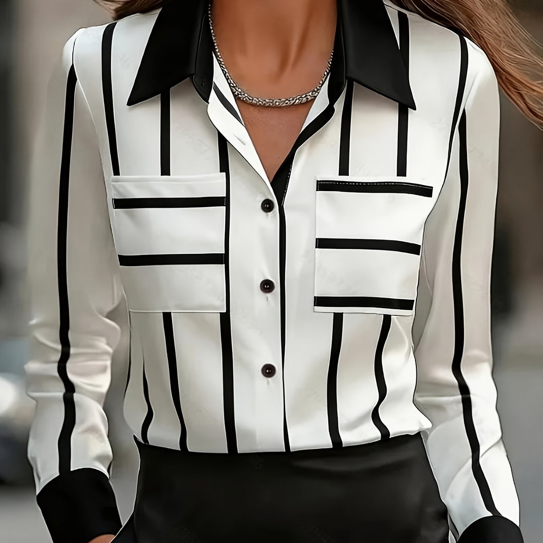 Rosalyn | Contrast-Trim Long Sleeve Shirt
