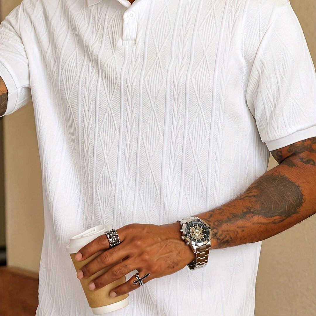Liam | Men's Textured Knit Short Sleeve Polo