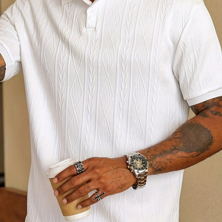 Liam | Men's Textured Knit Short Sleeve Polo