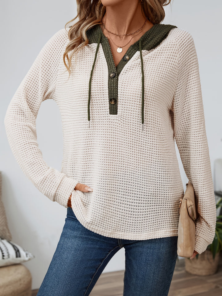 Della | Cozy Waffle-Knit Hoodie
