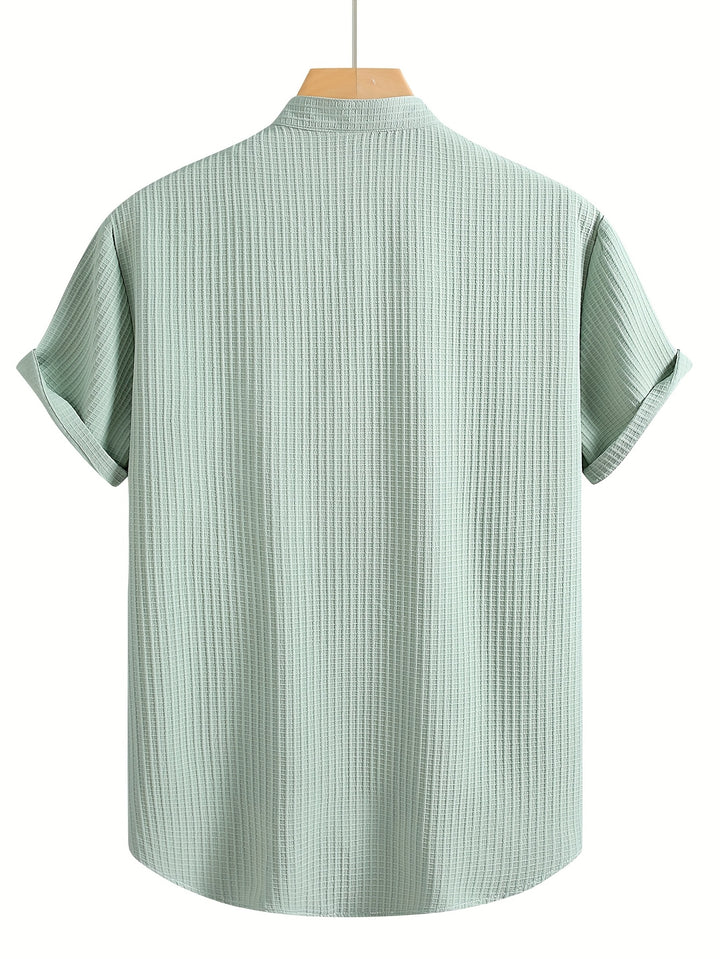Byron | Men's Waffle Stand Collar Short Sleeve Shirt