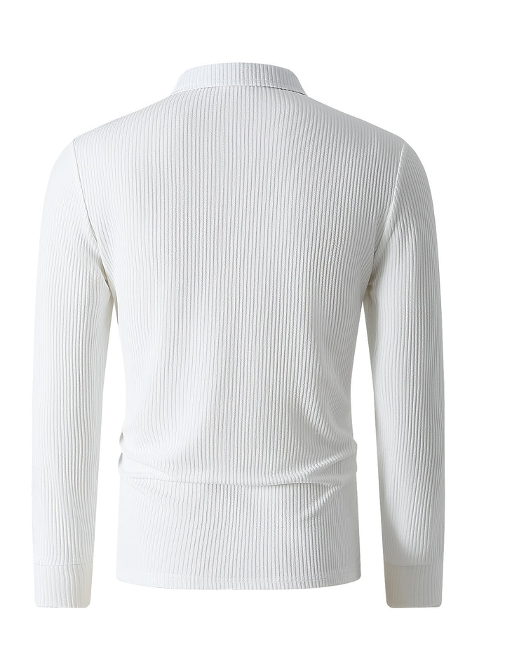 Derek | Men's Ribbed Knit Quarter-Zip Polo