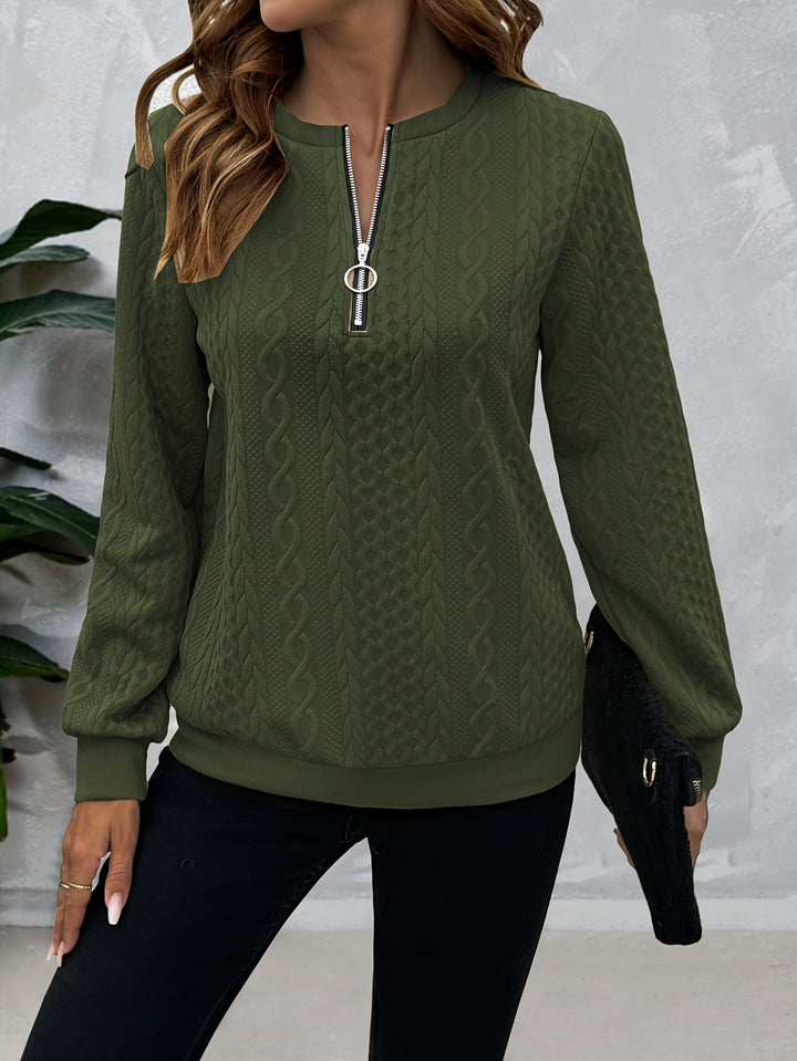 Corinne | Textured Half-Zip Sweatshirt