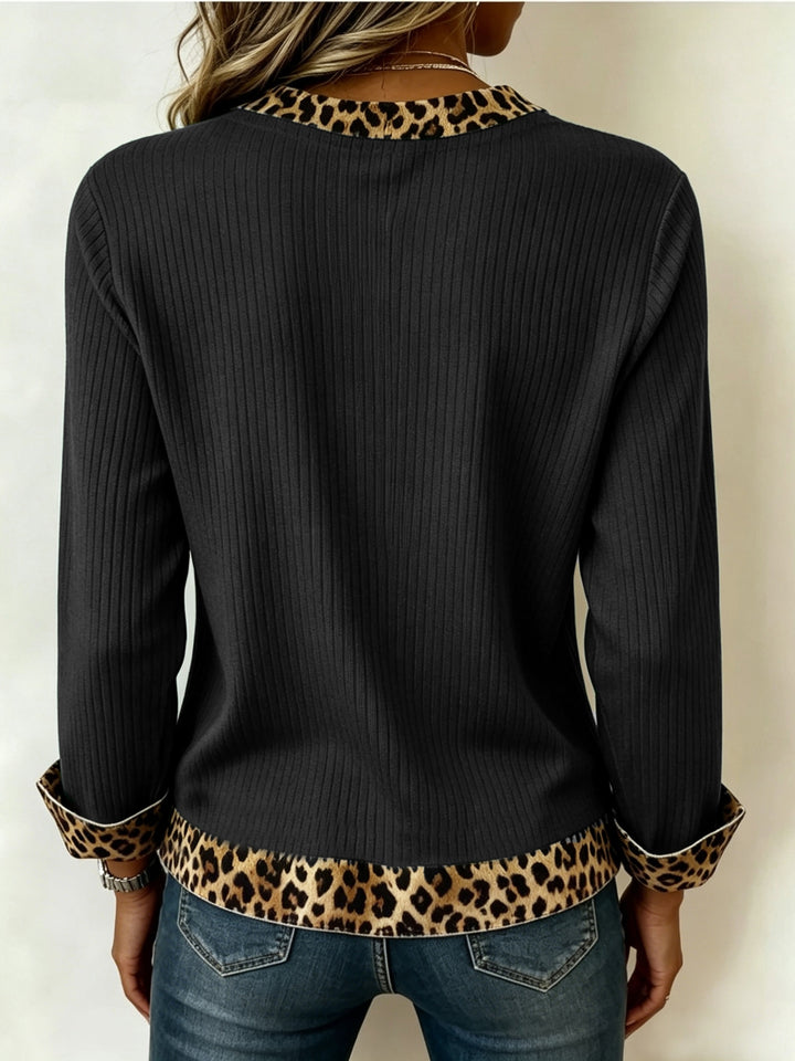 Elodie | Animal-Trim V-Neck Top