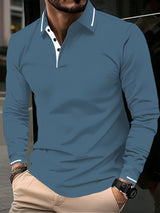 Nathaniel | Long Sleeve Contrast-Trim Polo