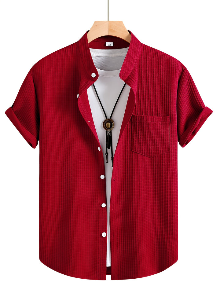 Byron | Men's Waffle Stand Collar Short Sleeve Shirt