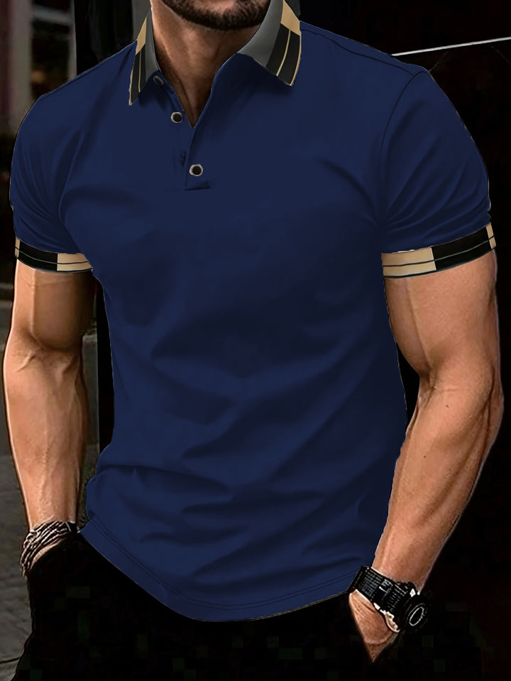 Whitmore | Men's Jacquard Collar Navy Polo