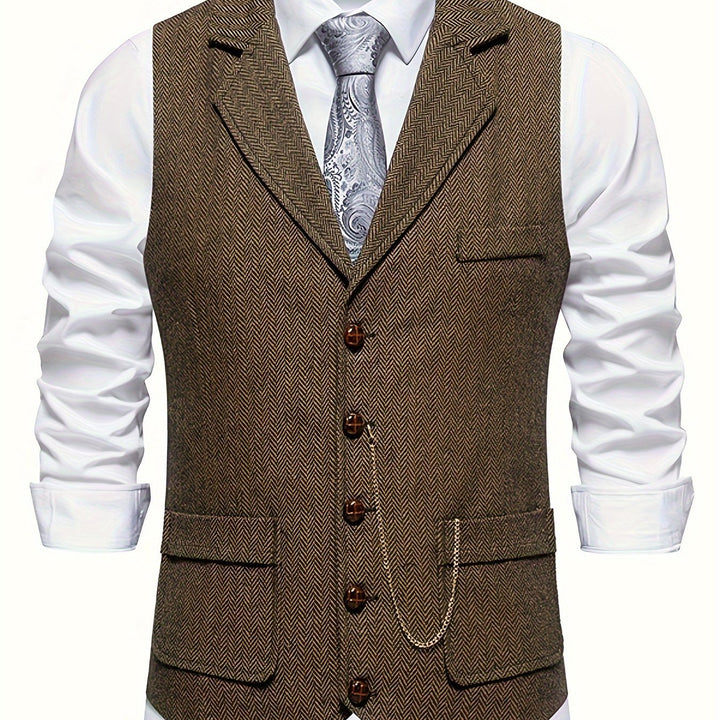 Edmund | Herringbone Single-Breasted Vest