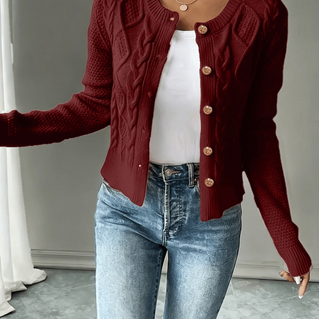 Eleanor | Cable-Knit Button-Front Cardigan