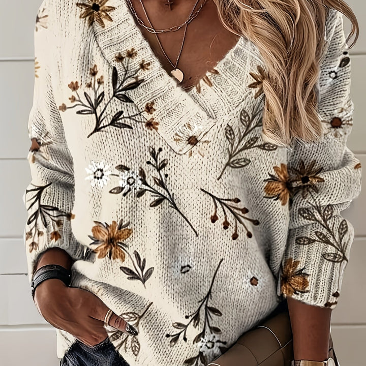 Gemma | Botanical V-Neck Sweater