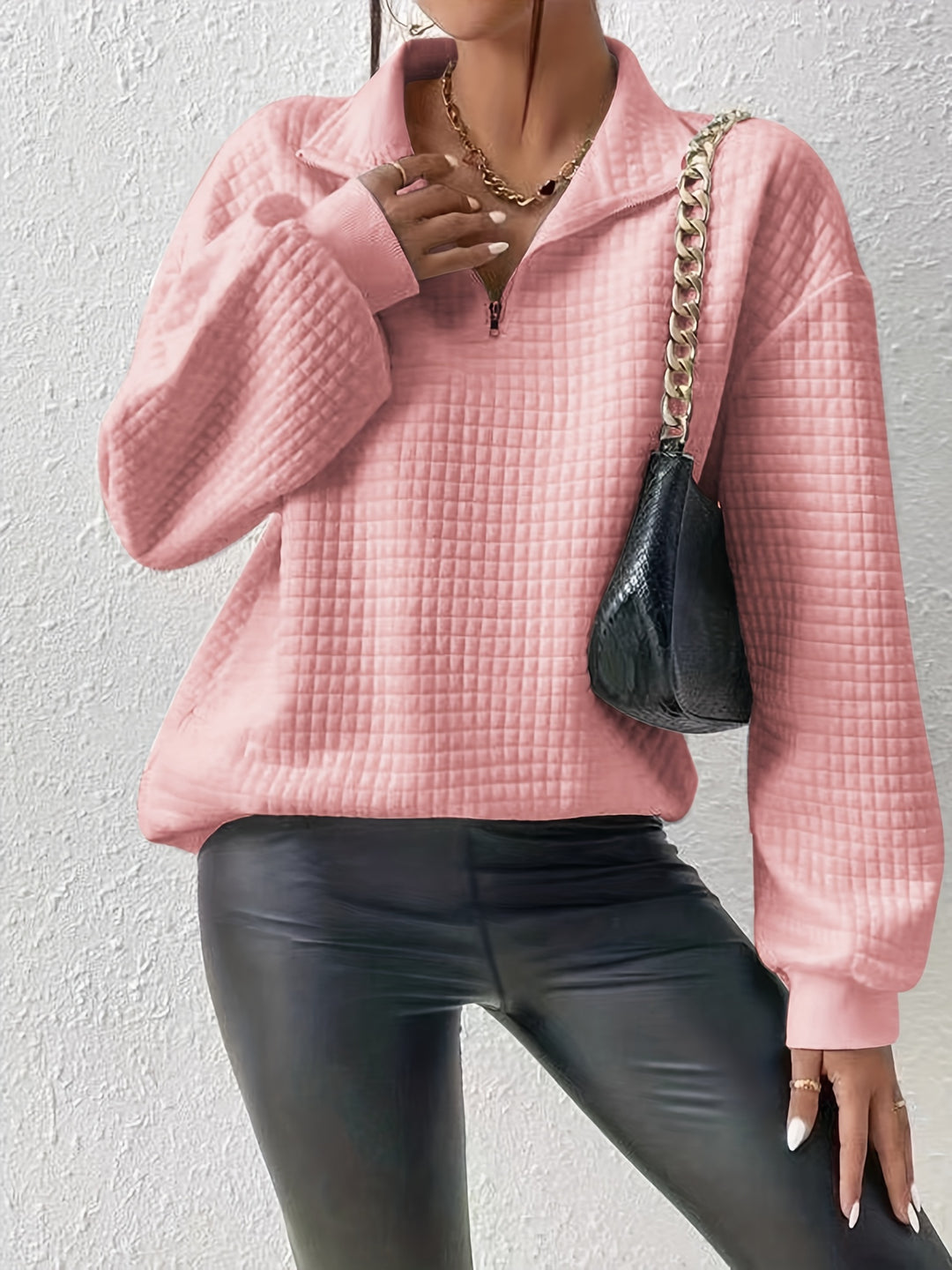 Adelina | Quarter-Zip Textured Sweater