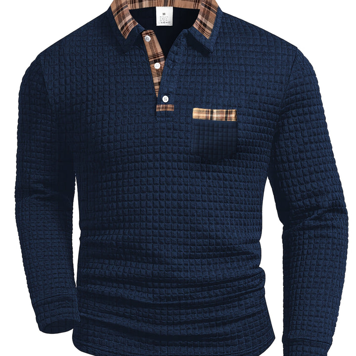 Perry | Men's Waffle Knit Plaid Collar Polo