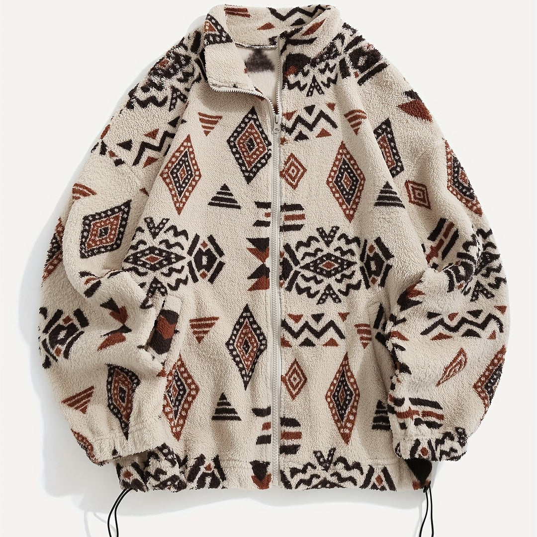 Juno | Patterned Plush Zip-Up Jacket
