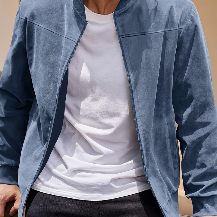 Flint | Men's Zip-Up Bomber Jacket with Stand Collar