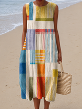Juliana | Geometric Sleeveless Midi Dress