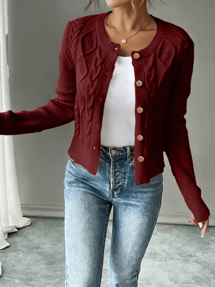 Eleanor | Cable-Knit Button-Front Cardigan