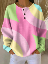 Felicity | Textured Colorblock Henley Sweater