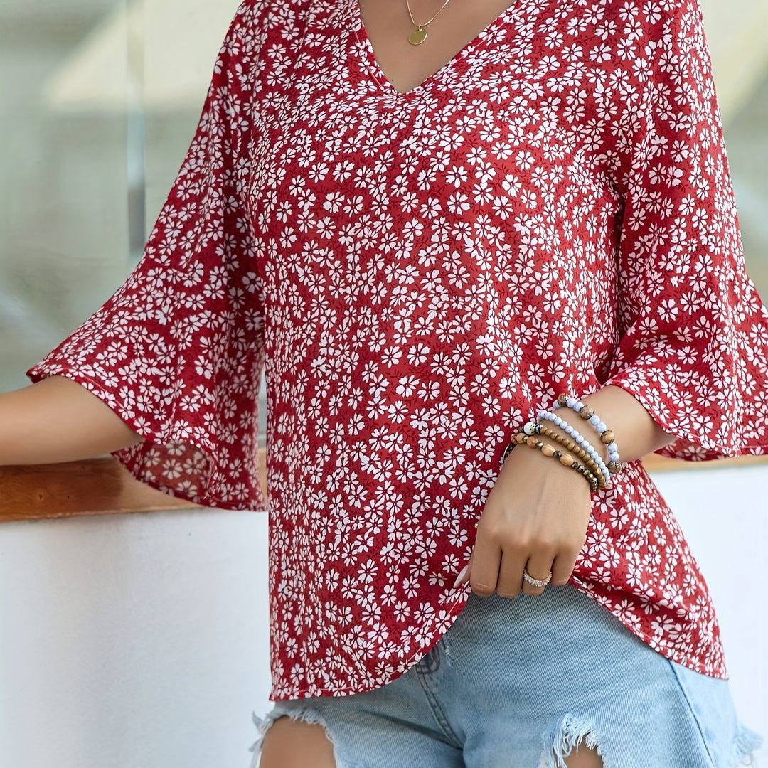 Marianne | Floral Ruffle-Sleeve Blouse