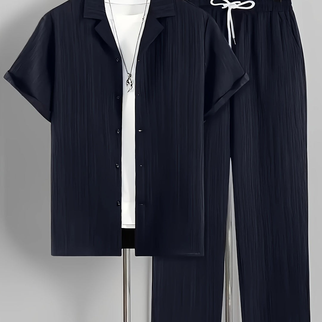Elliot | Men's Cuban Collar Shirt & Pants Set