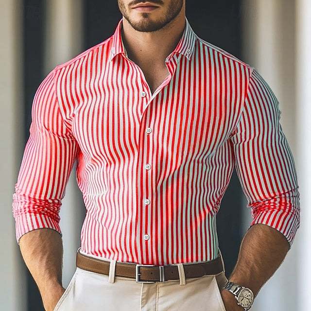 William | Men's Striped Long Sleeve Dress Shirt
