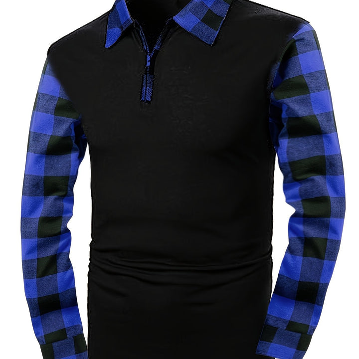Jasper | Half-Zip Plaid-Sleeve Shirt