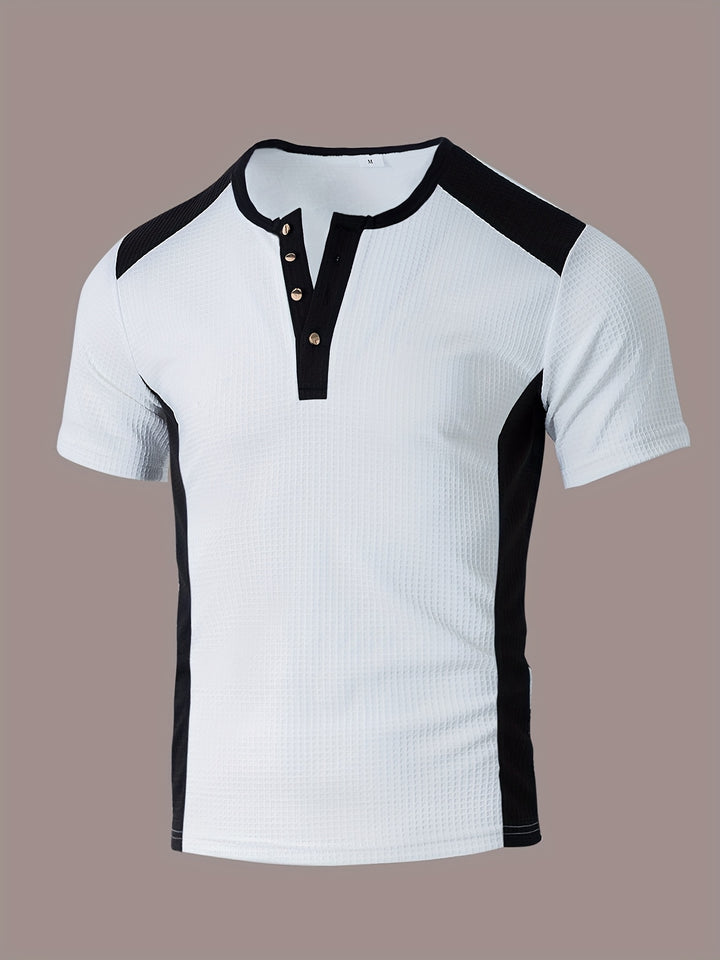 Tate | Men's Waffle Knit Henley Shirt