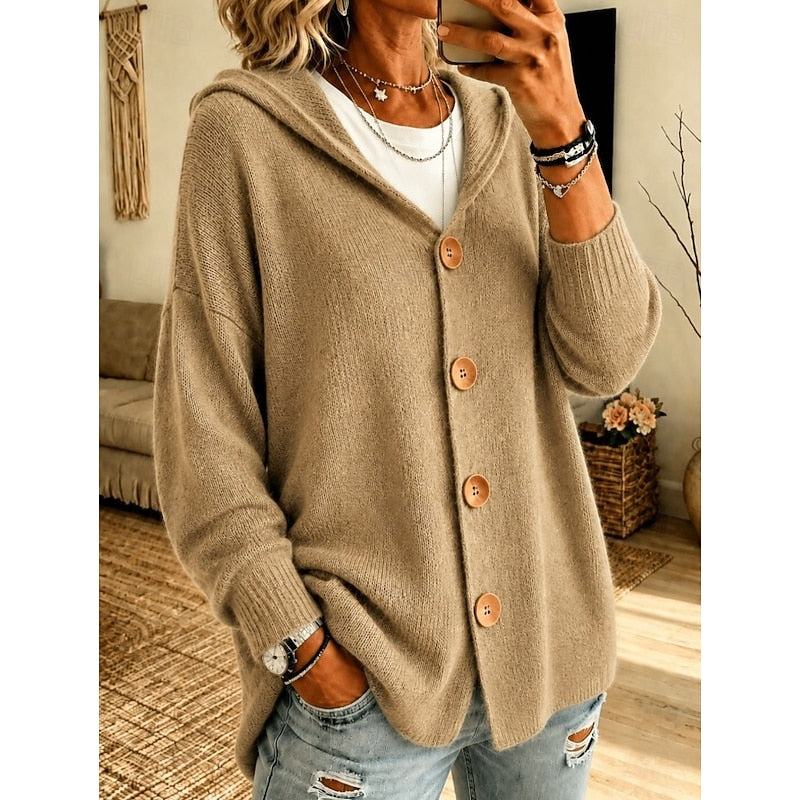 Hazel | Relaxed Hooded Button Cardigan