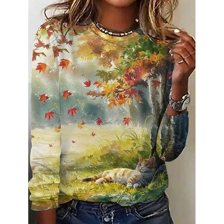Autumn | Vintage Print Long-Sleeve Top