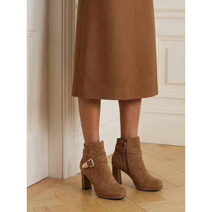 Linnea | Buckle-Strap Block Heel Ankle Boots
