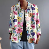 Pamela | Painterly Floral Open-Front Jacket