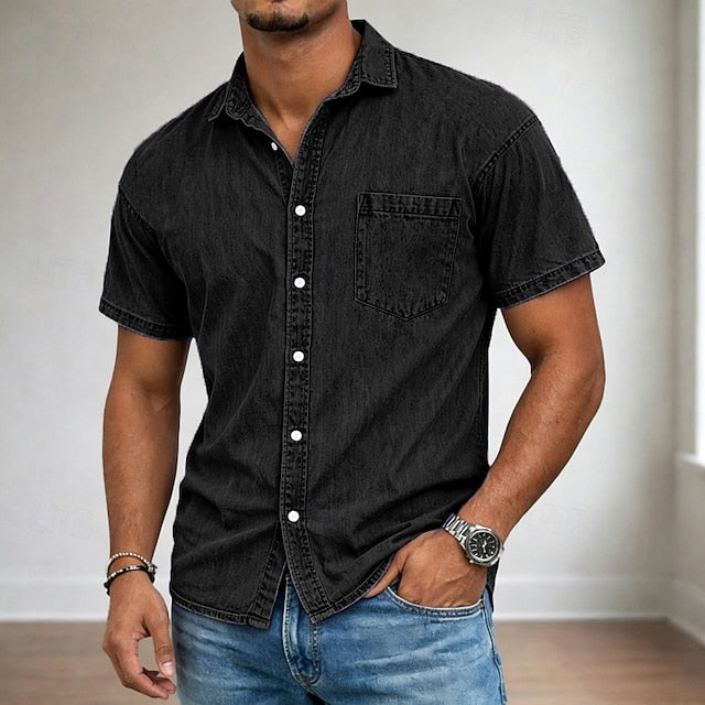 Kyle | Men's Acid Wash Cotton Short Sleeve Shirt